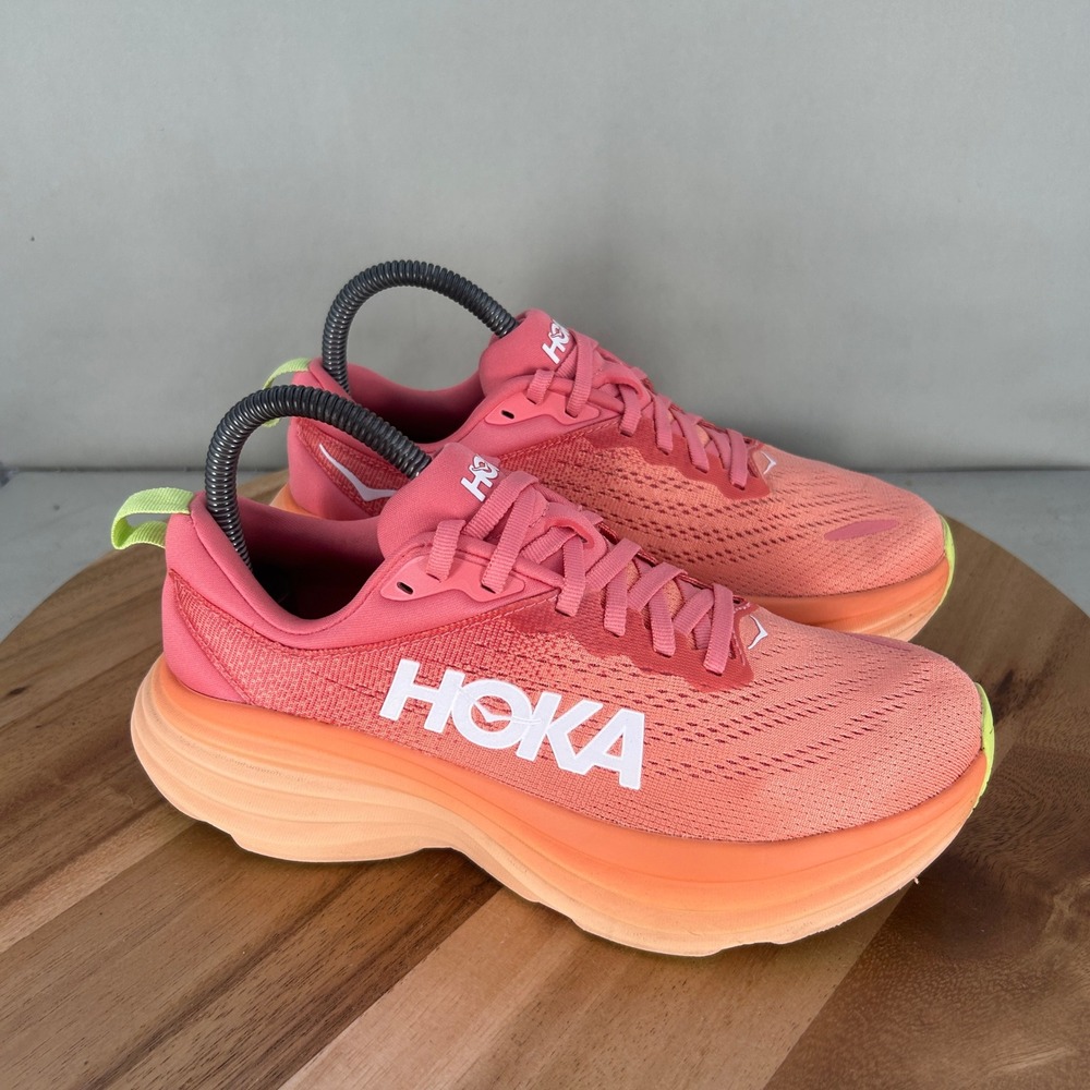 Hoka Bondi 8 Womens Size 6.5 B Running Shoes Camellia Peach Parfait Cushioned